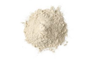 Flour piled on white background