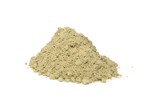 Heap of alfalfa powder isolated on white background