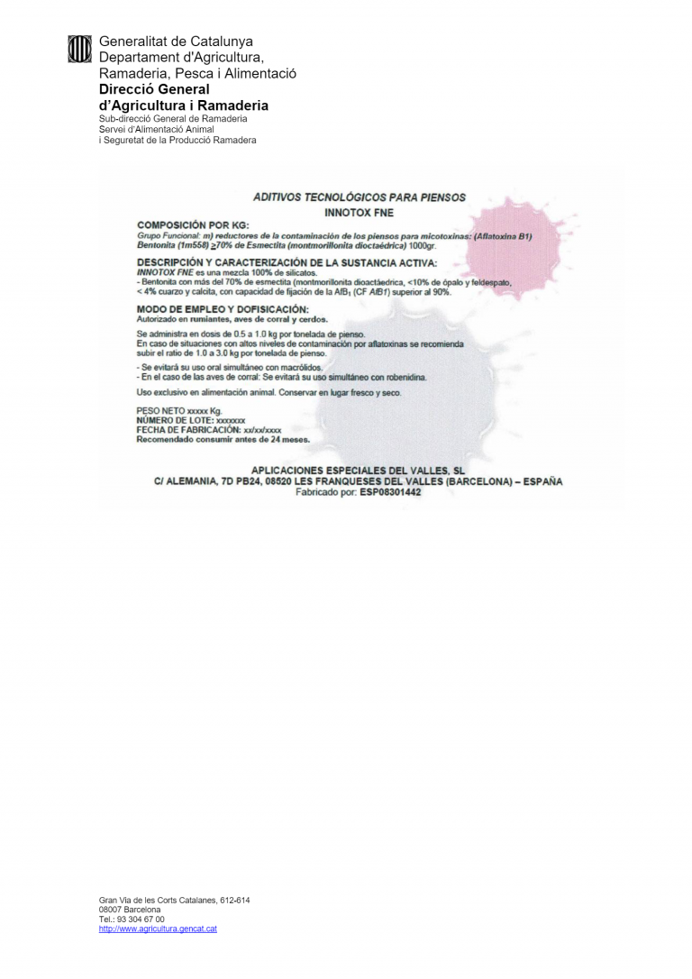 Certificat APL ESP VALLES innotox fne2
